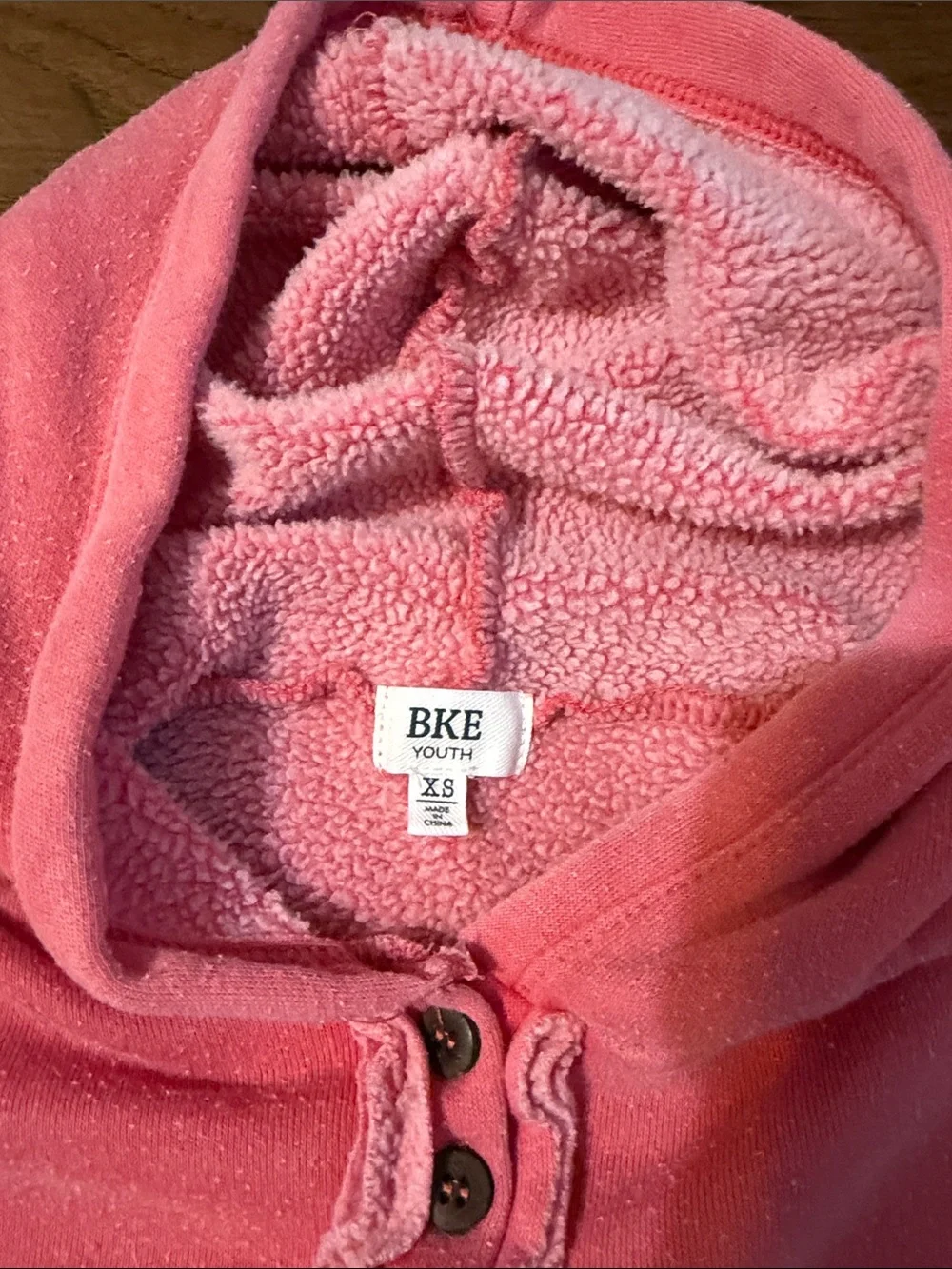 BKE Coral Pink Hooded Button-Front Pullover